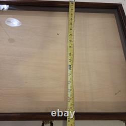 Vintage Oak Wood Display Case Shadow Box Pins Medals Trinket /Keys 18x24x2