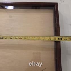 Vintage Oak Wood Display Case Shadow Box Pins Medals Trinket /Keys 18x24x2
