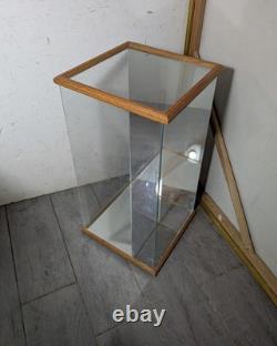 Vintage Oak Wood & Glass Counter Showcase Display Case Cabinet Vitrine Mirror A
