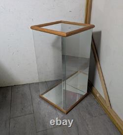 Vintage Oak Wood & Glass Counter Showcase Display Case Cabinet Vitrine Mirror A