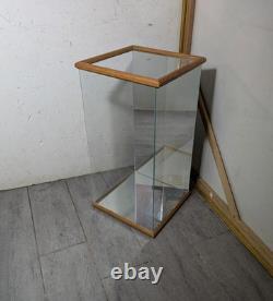Vintage Oak Wood & Glass Counter Showcase Display Case Cabinet Vitrine Mirror A