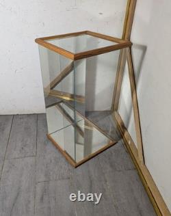 Vintage Oak Wood & Glass Counter Showcase Display Case Cabinet Vitrine Mirror A