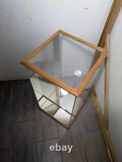 Vintage Oak Wood & Glass Counter Showcase Display Case Cabinet Vitrine Mirror A
