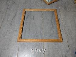 Vintage Oak Wood & Glass Counter Showcase Display Case Cabinet Vitrine Mirror A