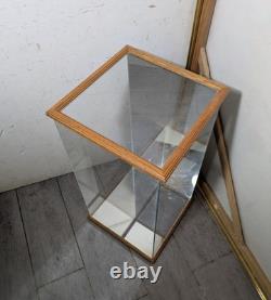 Vintage Oak Wood & Glass Counter Showcase Display Case Cabinet Vitrine Mirror A