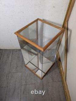 Vintage Oak Wood & Glass Counter Showcase Display Case Cabinet Vitrine Mirror A