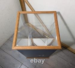 Vintage Oak Wood & Glass Counter Showcase Display Case Cabinet Vitrine Mirror A