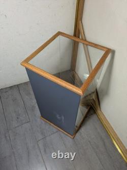 Vintage Oak Wood & Glass Counter Showcase Display Case Cabinet Vitrine Mirror A
