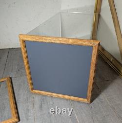 Vintage Oak Wood & Glass Counter Showcase Display Case Cabinet Vitrine Mirror A