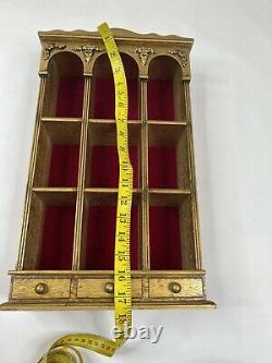 Vintage Ornate Gold Wood Hanging Display Curio Cabinet Shelf Trinkets Miniatures