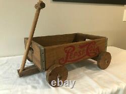 Vintage PEPSI COLA Case Wood Wagon Pull Toy Cart Display Or Toy with 1905 Logo