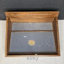 Vintage Parker 75 Sterling Silver Pen Wood/Glass Store Display Case withKey Rare