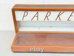 Vintage Parker Pen Wood & Glass No. 318 Display Case By Ressinger, Ferrill & Co