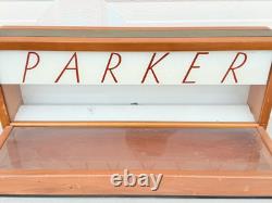 Vintage Parker Pen Wood & Glass No. 318 Display Case By Ressinger, Ferrill & Co