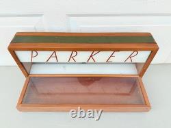 Vintage Parker Pen Wood & Glass No. 318 Display Case By Ressinger, Ferrill & Co