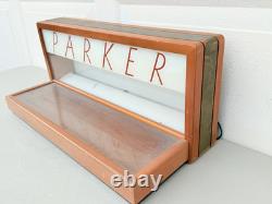 Vintage Parker Pen Wood & Glass No. 318 Display Case By Ressinger, Ferrill & Co