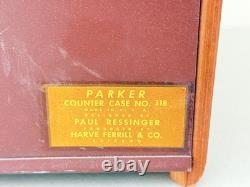 Vintage Parker Pen Wood & Glass No. 318 Display Case By Ressinger, Ferrill & Co