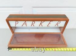 Vintage Parker Pen Wood & Glass No. 318 Display Case By Ressinger, Ferrill & Co