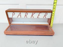 Vintage Parker Pen Wood & Glass No. 318 Display Case By Ressinger, Ferrill & Co
