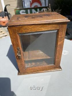 Vintage Pipe Cabinet Wood Tobacco Glass Front Case Curio Display 10