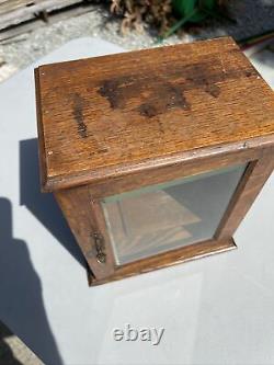 Vintage Pipe Cabinet Wood Tobacco Glass Front Case Curio Display 10
