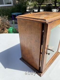 Vintage Pipe Cabinet Wood Tobacco Glass Front Case Curio Display 10