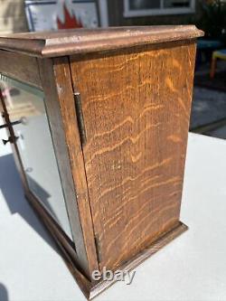 Vintage Pipe Cabinet Wood Tobacco Glass Front Case Curio Display 10