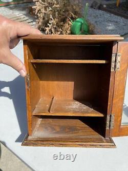 Vintage Pipe Cabinet Wood Tobacco Glass Front Case Curio Display 10