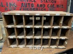 Vintage Post Office Wood Mailbox Multi Drawer Cabinet withBrass Doors