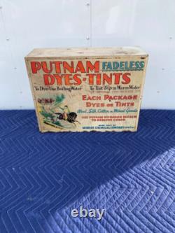 Vintage Putnam Dyes Tin & Wood Cabinet Store Display Case, MONROE DRUG CO