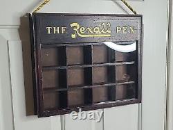 Vintage REXALL General Store Fountain Pen Wooden Display Case THE REXALL PEN'
