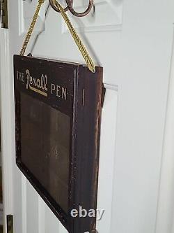 Vintage REXALL General Store Fountain Pen Wooden Display Case THE REXALL PEN'