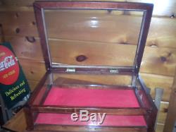 Vintage Real Glass & Wood Table Top Display Case