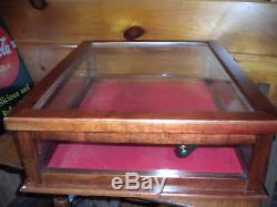 Vintage Real Glass & Wood Table Top Display Case