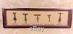 Vintage Reproductions of Antique Corkscrew Examples in Wood Display Case