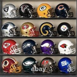 Vintage Riddell NFL Mini Helmet, 32 Team Set in Nice Wood Display Case