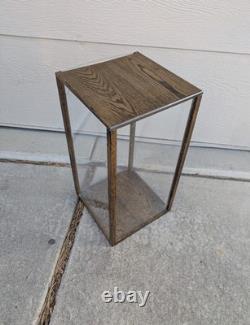 Vintage Rustic Oak Wood Clear Acrylic Store Display Case Countertop Showcase T75