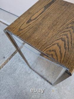 Vintage Rustic Oak Wood Clear Acrylic Store Display Case Countertop Showcase T75