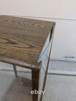 Vintage Rustic Oak Wood Clear Acrylic Store Display Case Countertop Showcase T75