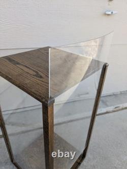 Vintage Rustic Oak Wood Clear Acrylic Store Display Case Countertop Showcase T75