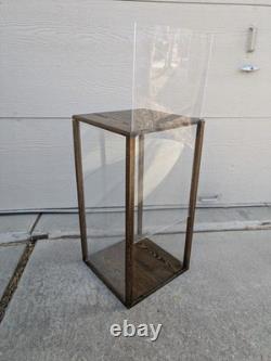 Vintage Rustic Oak Wood Clear Acrylic Store Display Case Countertop Showcase T75