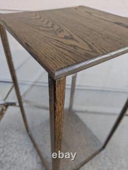 Vintage Rustic Oak Wood Clear Acrylic Store Display Case Countertop Showcase T75