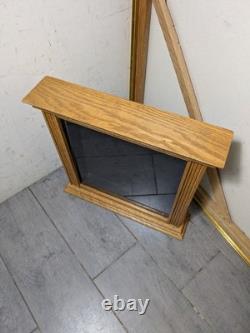 Vintage Rustic Solid Oak Wood Glass Wall Display Shadow Box Case Curio Frame P24