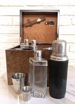 Vintage SIR RONDO Italian Wood Suede Mini Bar Case Barware Box Liquor Display