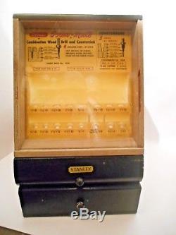 Vintage STANLEY DRILL BITS STORE COUNTER TOP DISPLAY WOOD SHOW CASE CABINET