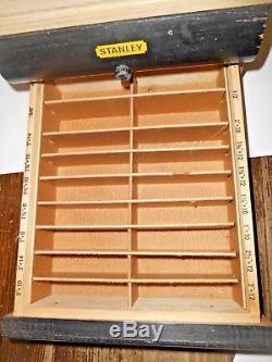 Vintage STANLEY DRILL BITS STORE COUNTER TOP DISPLAY WOOD SHOW CASE CABINET