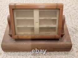 Vintage SWANK Store Dealer Display Case Wood Glass Cufflink Collar