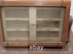 Vintage SWANK Store Dealer Display Case Wood Glass Cufflink Collar