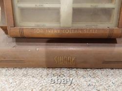 Vintage SWANK Store Dealer Display Case Wood Glass Cufflink Collar