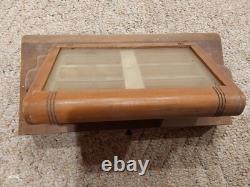 Vintage SWANK Store Dealer Display Case Wood Glass Cufflink Collar